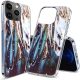 Husa Apple iPhone 15 Pro Max, Gold Glam, Feathers