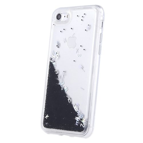 Husa de protectie pentru Apple iPhone 6/6S, lichid si litere, neagra
