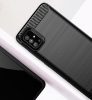 Husa de protectie Carbon Stripe pentru Samsung Galaxy A71, silicon moale, negru