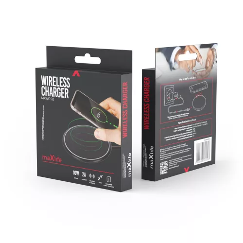 Incarcator wireless Maxlife MXWC-02, 10W, negru