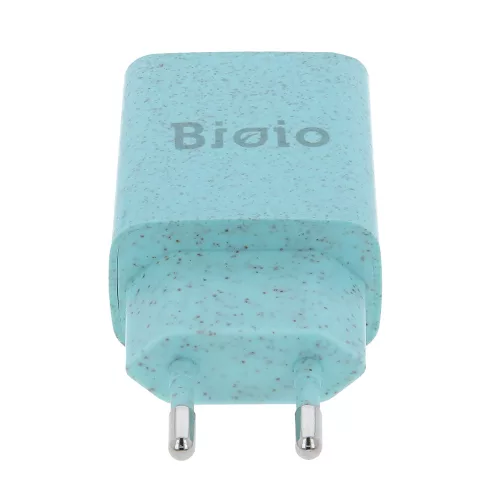 Incarcator casa Bioio, 1 port USB, 2.4A, compozitie biodegradabila, albastru