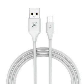   Cablu de date si incarcare Maxximus, conector MicroUSB, 2,4A, 1 metru, alb