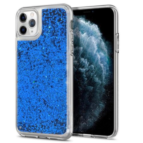 Husa Fun Case pentru Apple iPhone XR, sclipici si lichid, albastra