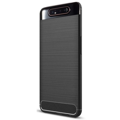Husa de protectie Carbon Stripe pentru Samsung Galaxy A80, silicon moale, negru