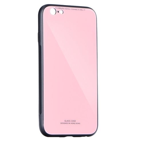Husa Luxury Glass pentru Apple iPhone XS, spate din sticla, roz