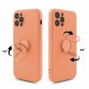 Husa Apple iPhone 11 Pro, Ring Silicone, suport sustinere rotativ, catifea in interior, portocalie