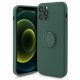 Husa Apple iPhone 11 Pro Max, Ring Silicone, suport sustinere rotativ, catifea in interior, verde