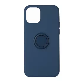   Husa Apple iPhone 12 / 12 Pro, Ring Silicone, suport sustinere rotativ, catifea in interior, albastru inchis
