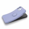 Husa Apple iPhone 13, Ring Silicone, suport sustinere rotativ, catifea in interior, violet