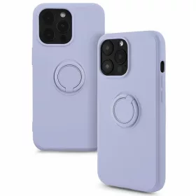   Husa Apple iPhone 13 Pro, Ring Silicone, suport sustinere rotativ, catifea in interior, violet