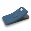 Husa Apple iPhone 13 Pro, Ring Silicone, suport sustinere rotativ, catifea in interior, albastra