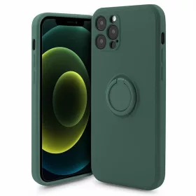   Husa Apple iPhone 13 Pro, Ring Silicone, suport sustinere rotativ, catifea in interior, verde