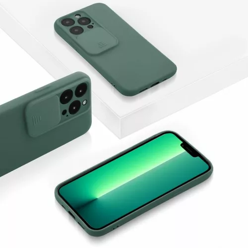 Husa Apple iPhone 13 Pro, Vertical Slide TPU, silicon moale, flexibil, verde