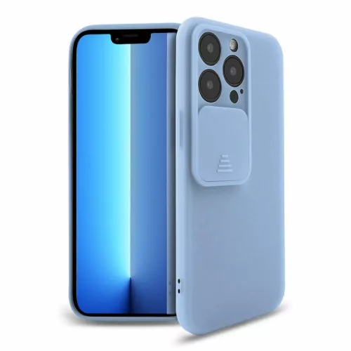 Husa Apple iPhone 13 Pro, Vertical Slide TPU, silicon moale, flexibil, albastru deschis