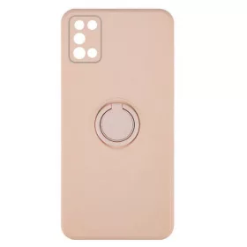   Husa Samsung Galaxy A03s / A02s, Ring Silicone, inel rotativ, catifea in interior, roz pal