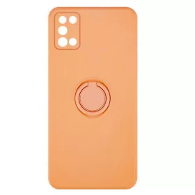   Husa Samsung Galaxy A03s / A02s, Ring Silicone, inel rotativ, catifea in interior, portocalie