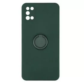   Husa Samsung Galaxy A03s / A02s, Ring Silicone, inel rotativ, catifea in interior, verde