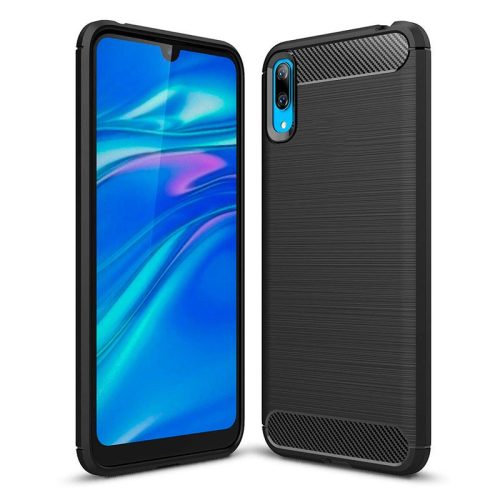 Husa de protectie Carbon Stripe pentru Huawei  Y5 2019, silicon moale, negru