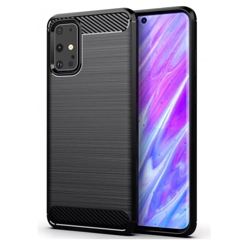 Husa de protectie Carbon Stripe pentru Samsung Galaxy S20, silicon moale, negru