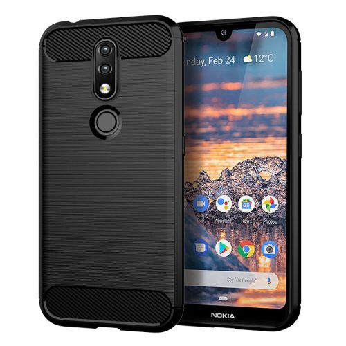 Husa de protectie Carbon Stripe pentru Nokia 6.2 / 7.2, silicon moale, negru