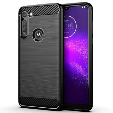   Husa de protectie Carbon Stripe pentru Motorola Moto G8 Power, silicon moale, negru
