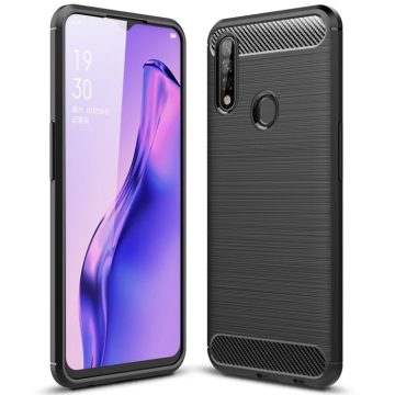   Husa de protectie Carbon Stripe pentru Oppo A31, silicon moale, negru