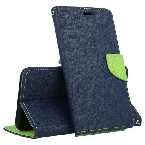 Husa tip carte Fancy Case pentru Samsung Galaxy A22 4G, inchidere magnetica, albastru navy/verde lime