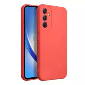   Husa Samsung Galaxy A34 5G, Luxury Silicone, protectie camera, catifea in interior, rosu piersica