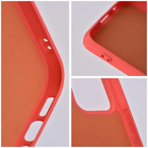 Husa Apple iPhone 15, Luxury Silicone, catifea in interior, rosu piersica