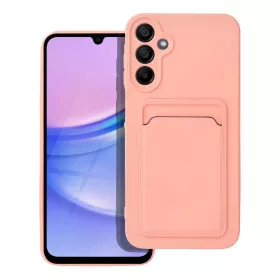   Husa protectie Samsung Galaxy A15, Card Case, buzunar pentru carduri/cartele, roz pal