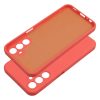 Husa Samsung Galaxy S23 FE, Luxury Silicone, protectie camera, catifea in interior, rosu piersica