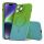 Husa Apple iPhone 14 Plus, Magsafe Ombre Silicone, geam protectie camere, verde/albastru