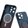 Husa Apple iPhone 15 Plus, Magsafe Ombre Silicone, geam protectie camere, albastru/visiniu