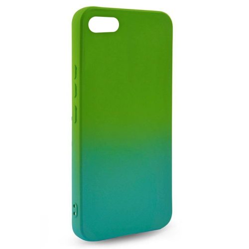 Husa Apple iPhone 7/8/SE2, Luxury Ombre Silicone, catifea in interior, verde/albastru
