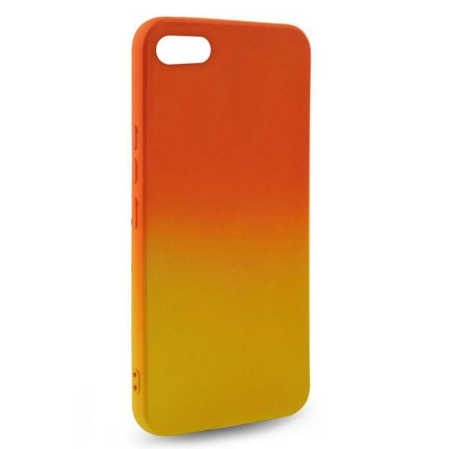 Husa Apple iPhone 7/8/SE2, Luxury Ombre Silicone, catifea in interior, portocaliu/galben