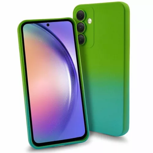 Husa Samsung Galaxy A32 5G, Luxury Ombre Silicone, catifea in interior, protectie camere, verde/albastru