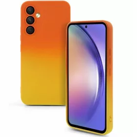   Husa Samsung Galaxy A24 4G, Luxury Ombre Silicone, catifea in interior, protectie camere, portocaliu/galben