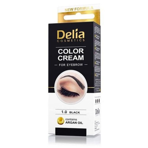 Vopsea sprancene Delia Cosmetics cu ulei de argan, 1.0 black