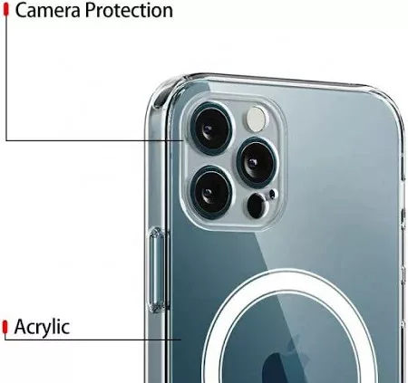 Husa de protectie Apple iPhone 12 Pro, compatibila MagSafe, protectie camere, transparenta
