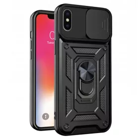   Husa Apple iPhone X/XS, Camshield Armor, inel sustinere, protectie camera, neagra