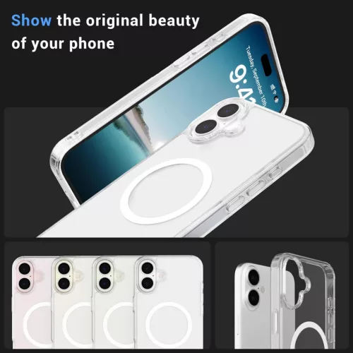 Husa protectie Apple iPhone 16, Magsafe, SnapOn, AntiDrop, Acryl+TPU, transparenta