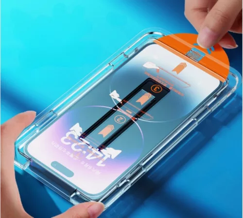 Folie sticla Apple iPhone 16 Plus, Full Glue, Instant Fit Magic Box,  kit instalare rapida, margini negre
