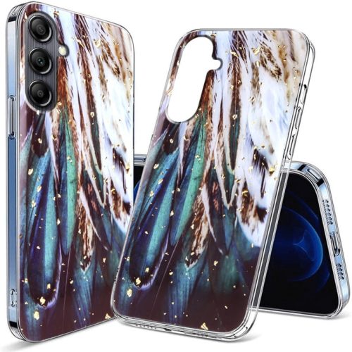 Husa protectie Samsung Galaxy A26, Gold Glam Feathers