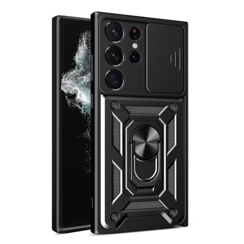 Husa Samsung Galaxy S25 Ultra, Camshield Armor, inel sustinere, protectie camera, neagra