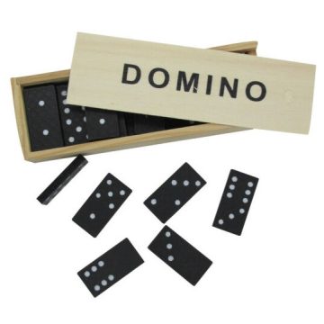 Joc Domino din lemn, piese negre, 16 x 5 cm