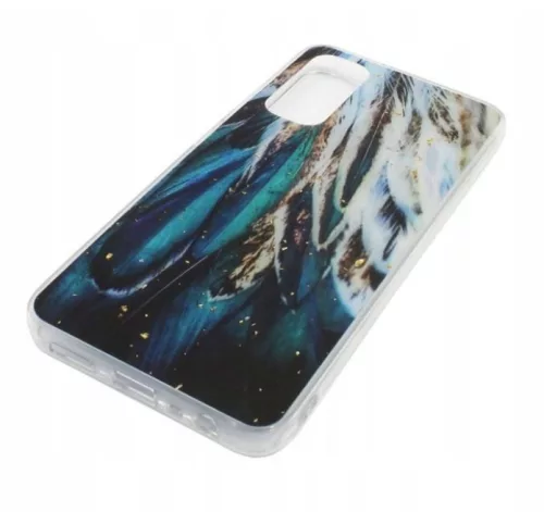 Husa protectie Samsung Galaxy A05s, Gold Glam Feathers