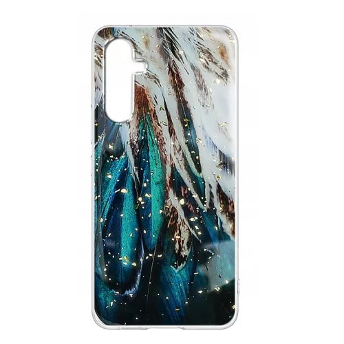 Husa protectie Samsung Galaxy A15, Gold Glam Feathers