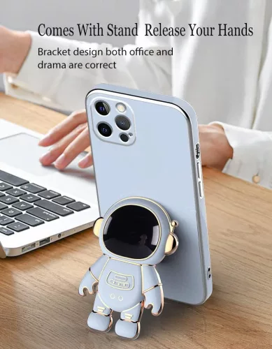 Husa Apple iPhone 15, Astronaut Case, protectie camera, functie stand expunere, albastra
