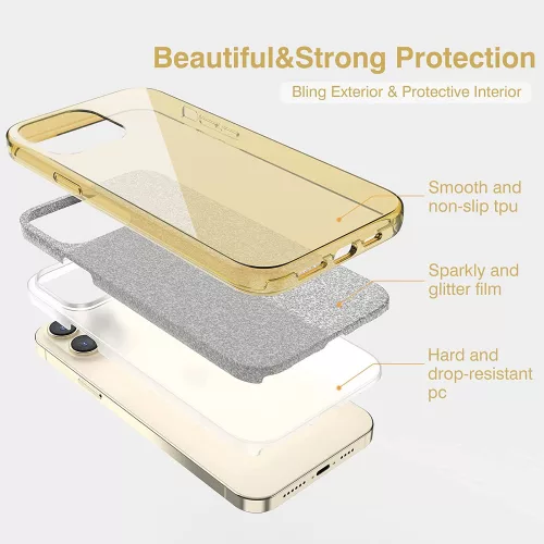 Husa protectie Samsung Galaxy A35, Luxury Glitter, aurie