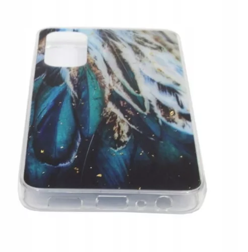 Husa protectie Samsung Galaxy A35, Gold Glam Feathers